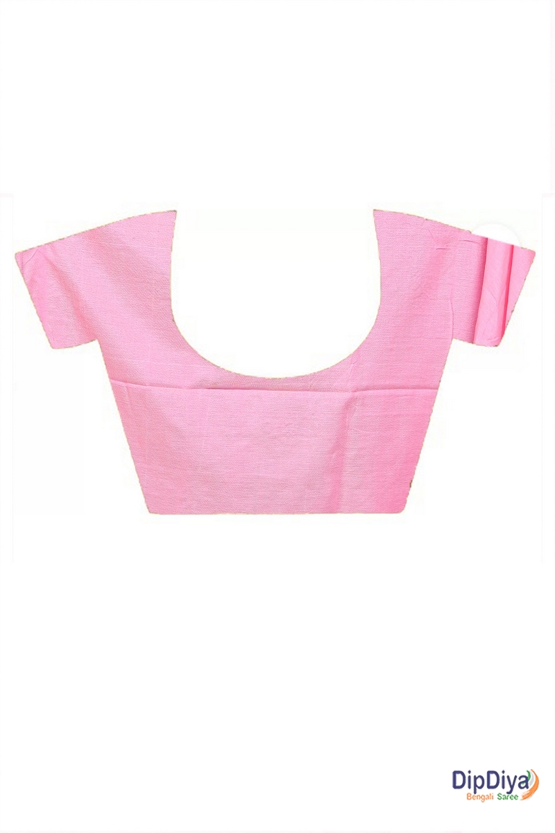 Pink Cotton Blended Paraya Embroidery Handloom saree (305)